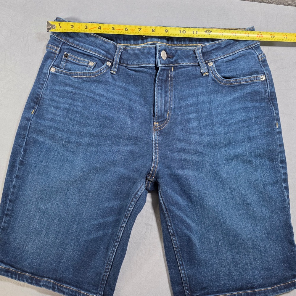 Calvin Klein Womens Size 12 Dark Wash Denim Bermuda Shorts Stretch Knee Length - Picture 4 of 11